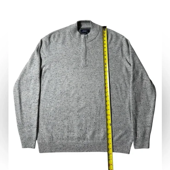 Johnnie O Essex 100% Cashmere Sweater Mens Sz XL 1/4 Zip Pullover Speckled Gray